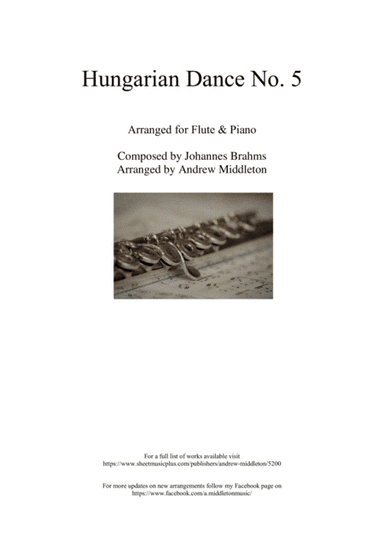 Hungarian Dance No. 5 in G Minor arranged for Flute & Piano (arr. Andrew Middleton)