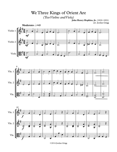 We Three Kings of Orient Are (Two Violins and Viola) (arr. Jordan Grigg)