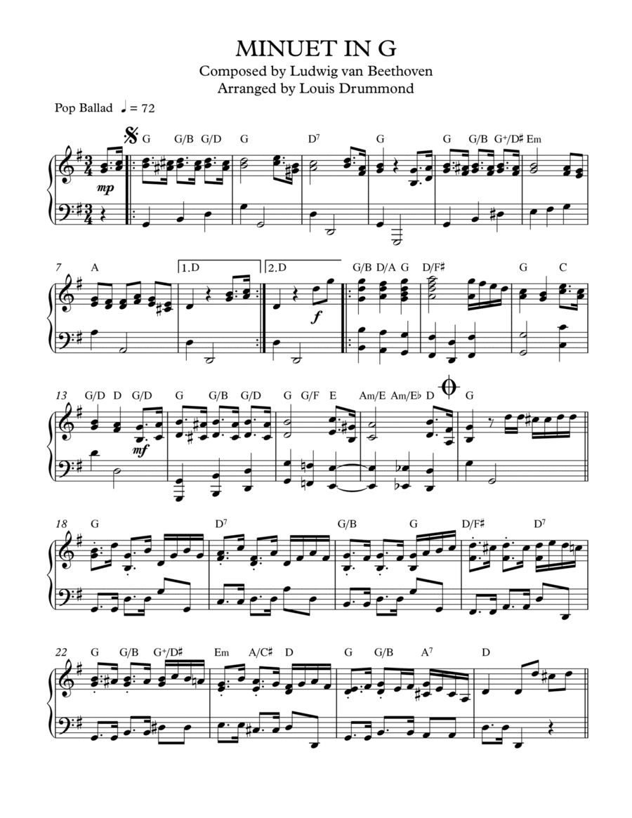 Minuet In G (arr. Louis Drummond)
