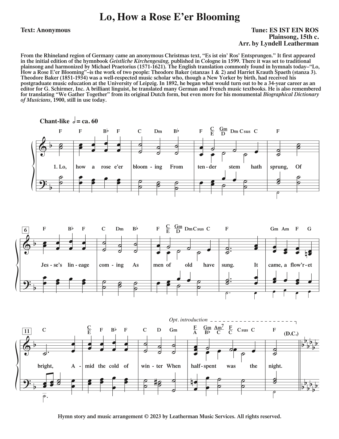 Lo, How a Rose E’er Blooming (arr. Lyndell Leatherman)