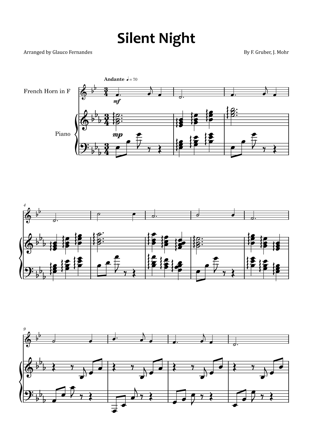 Silent Night - French horn and piano (arr. Glauco Fernandes)