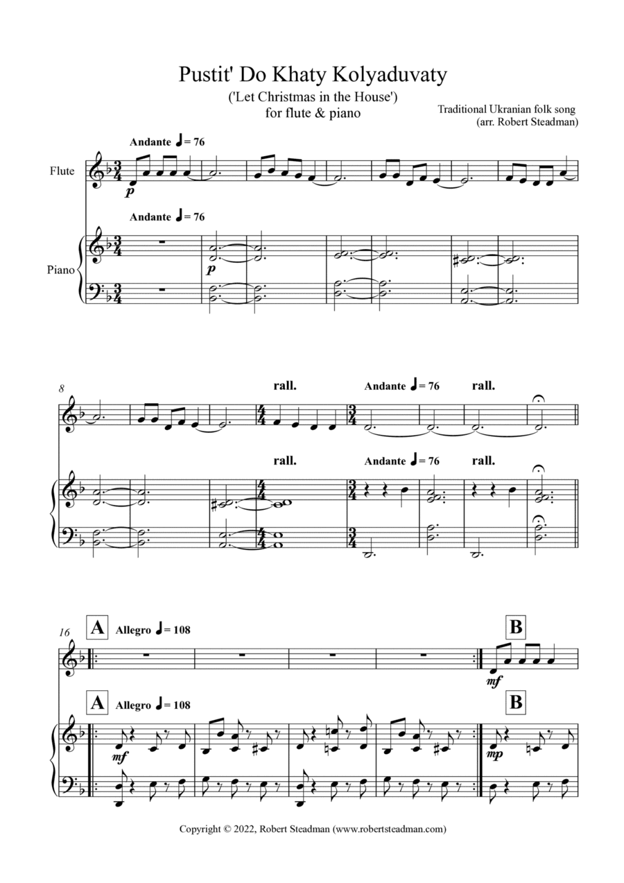 Pustit' Do Khaty Kolyaduvaty (Ukrainian Folk Song) (arr. Robert Steadman)