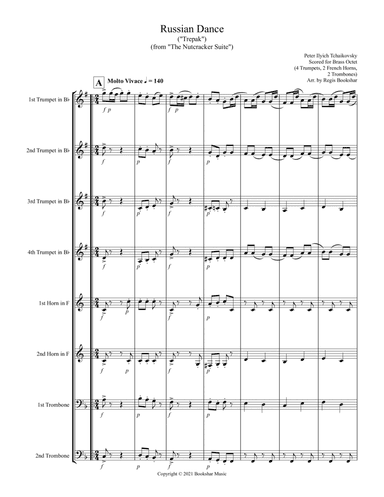 Russian Dance ("Trepak") (from "The Nutcracker Suite") (F) (Brass Octet - 4 Trp, 2 Hrn, 2 Trb) (arr. Regis Bookshar)