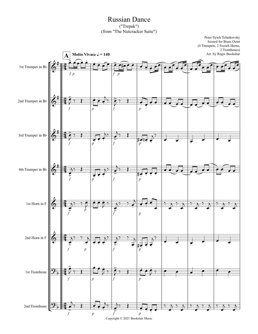 Russian Dance ("Trepak") (from "The Nutcracker Suite") (F) (Brass Octet - 4 Trp, 2 Hrn, 2 Trb) (arr. Regis Bookshar)