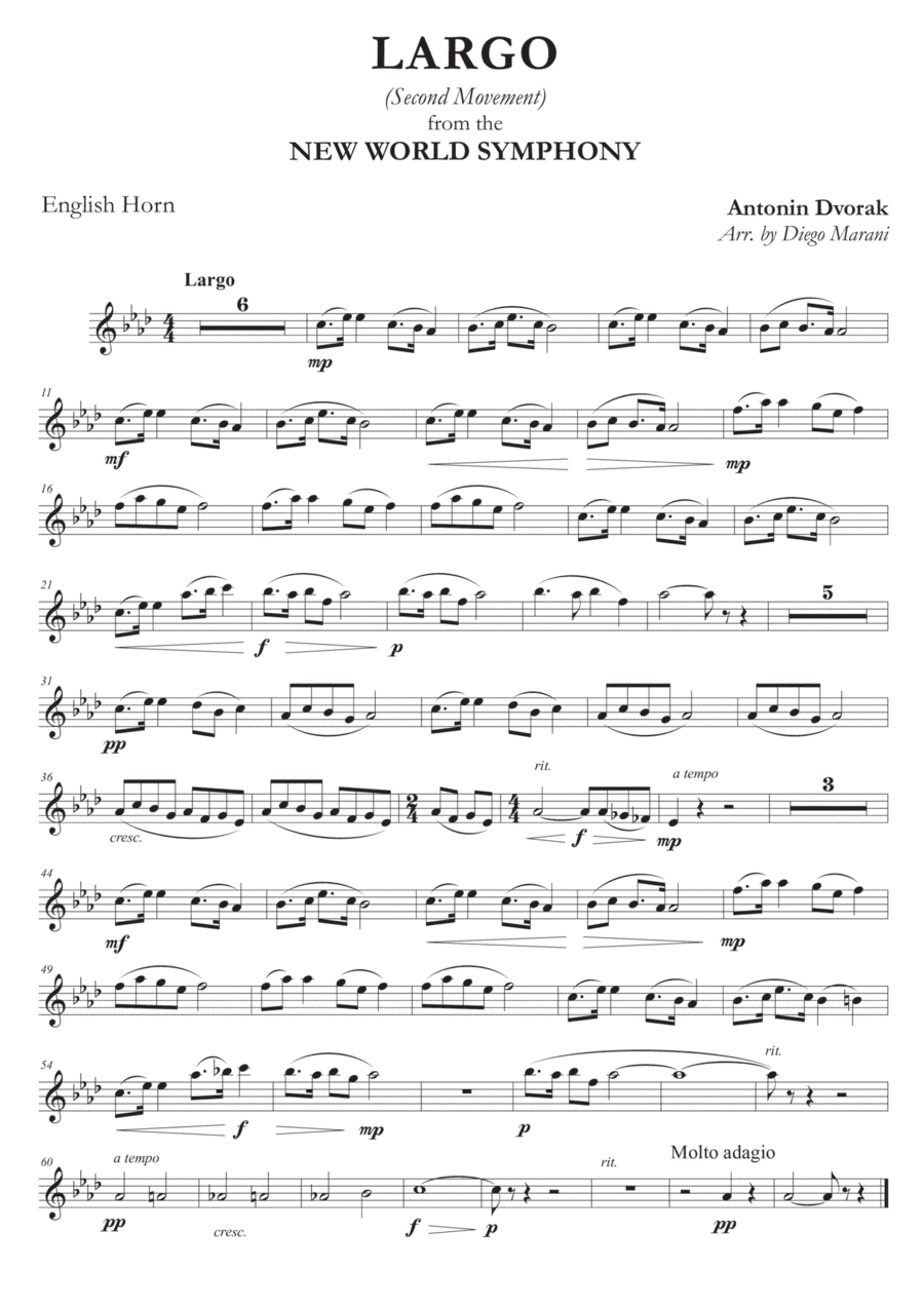 Largo from "New World Symphony" for English Horn and Piano (arr. Diego Marani)