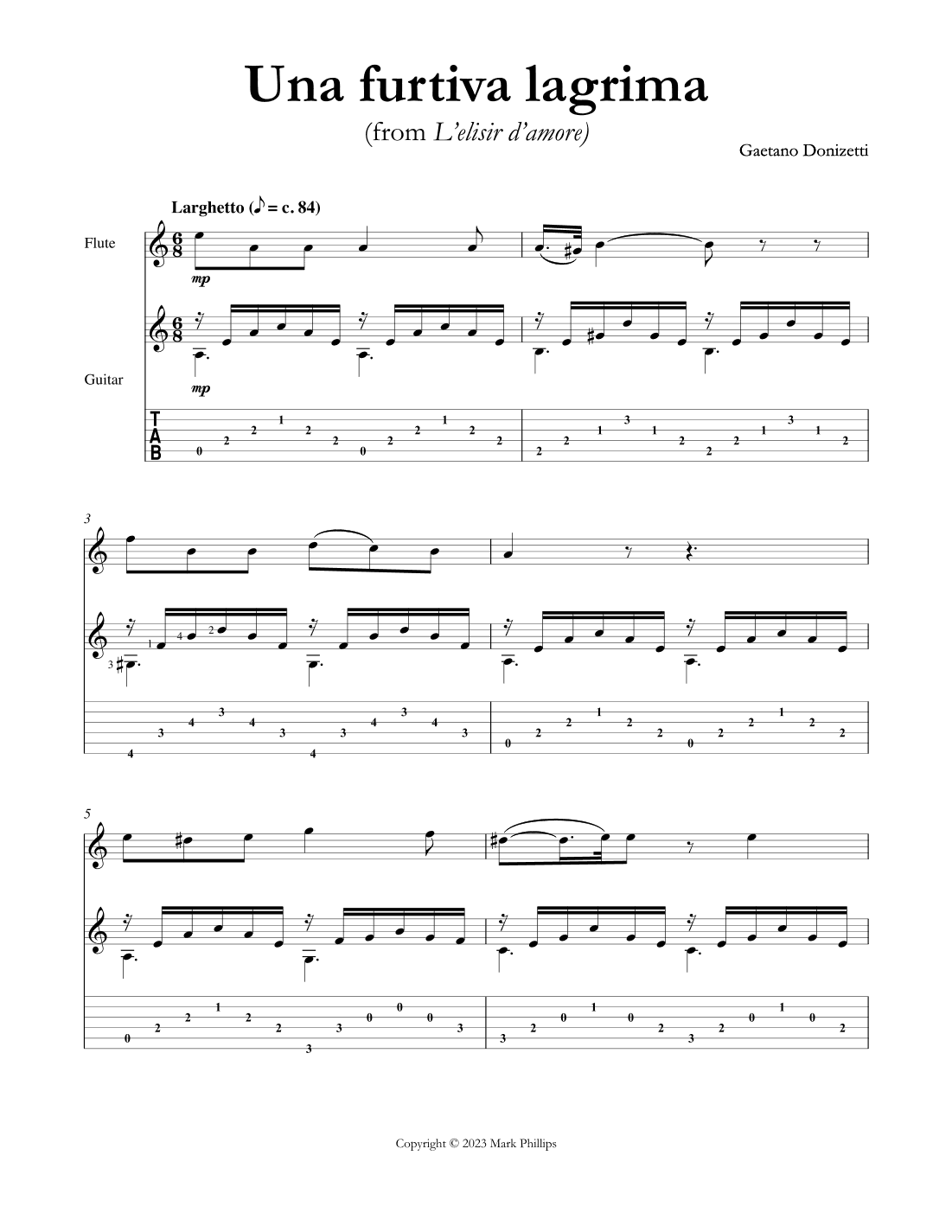 Una furtiva lagrima (arr. Mark Phillips)