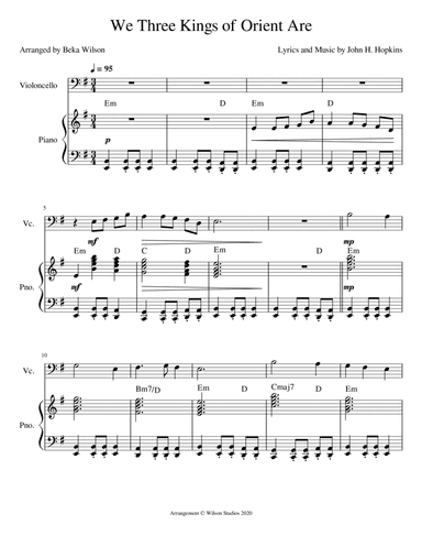 We Three Kings of Orient Are--cello solo (arr. Beka Wilson)