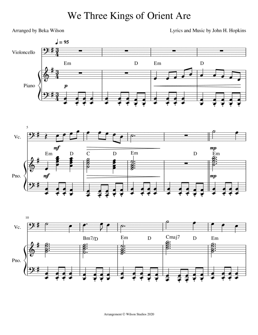 We Three Kings of Orient Are--cello solo (arr. Beka Wilson)