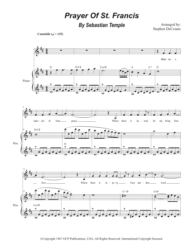 Make Me A Channel Of Your Peace (prayer Of St. Francis) (arr. Stephen DeCesare)