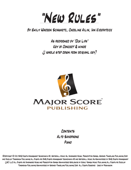 New Rules (arr. MAJOR SCORE PUBLISHING TM.)