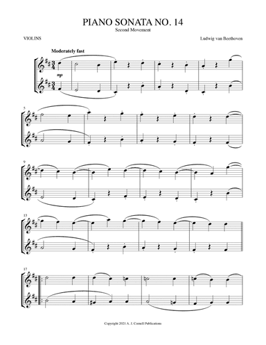 Piano Sonata No. 14, Second Movement (arr. Mark Phillips)