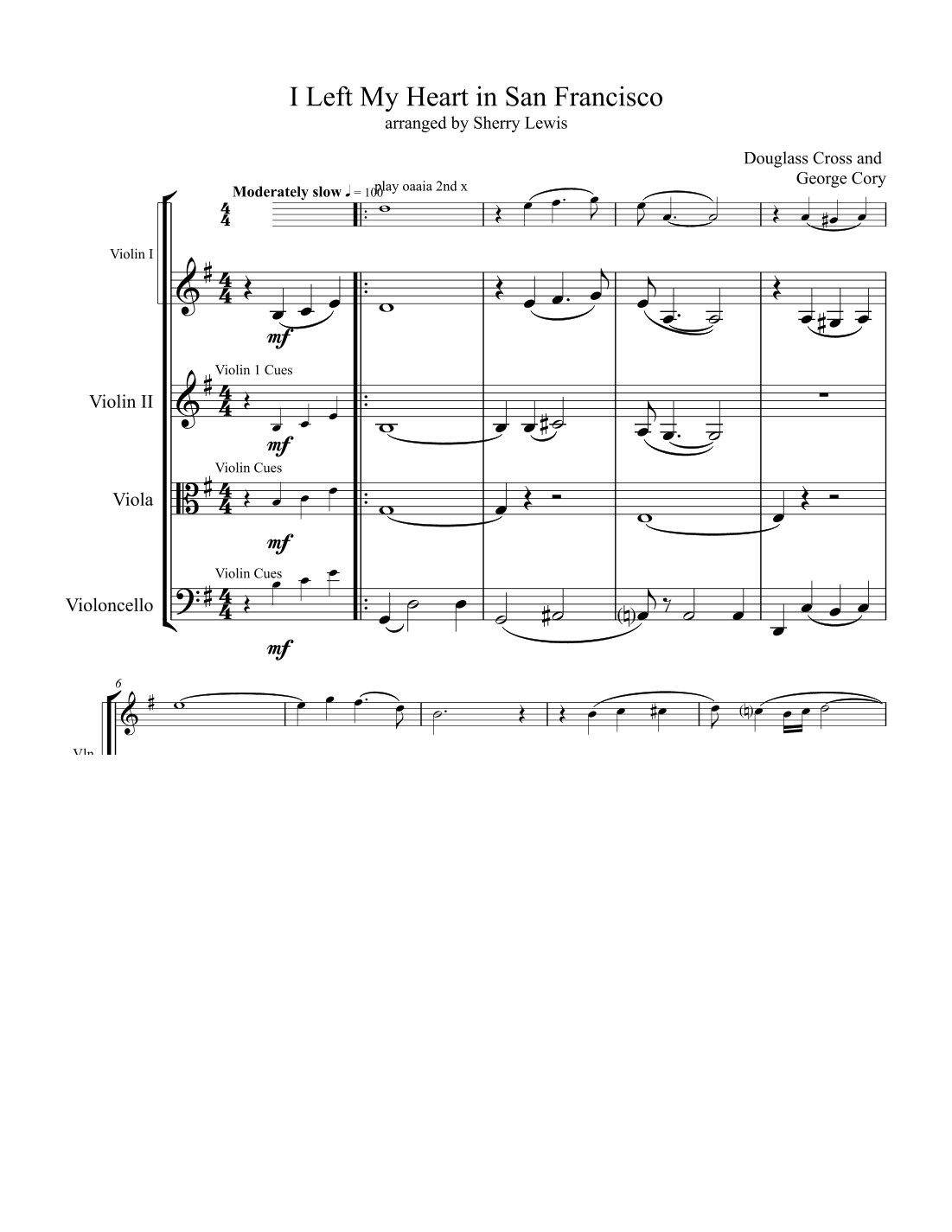 I Left My Heart In San Francisco (arr. Sherry Lewis)