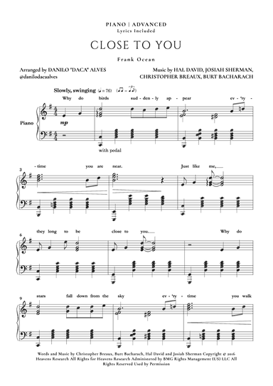 Close To You (arr. Danilo "Daca" Alves)