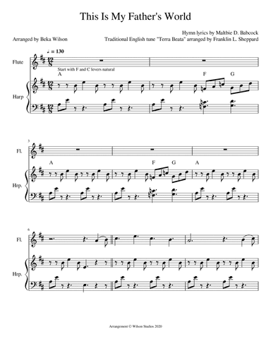 This Is My Father's World--harp/flute duet (arr. Beka Wilson)
