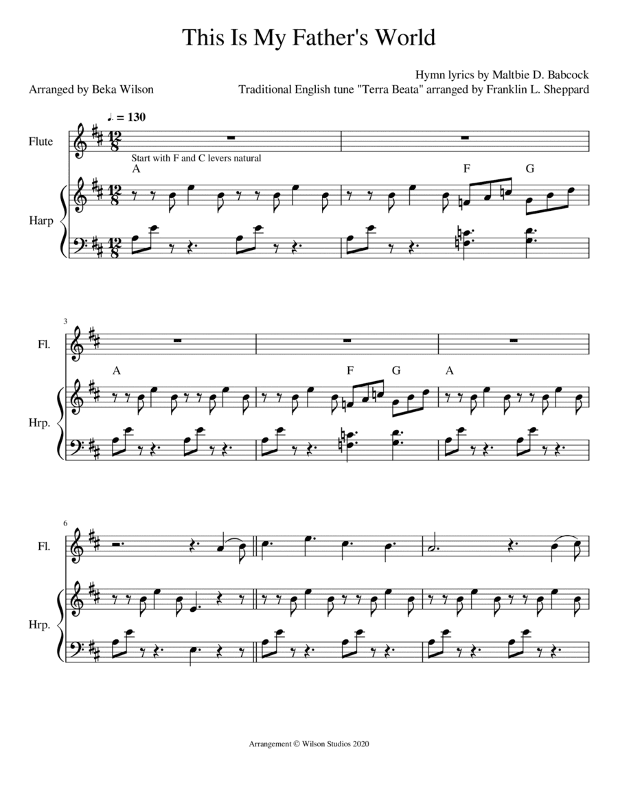 This Is My Father's World--harp/flute duet (arr. Beka Wilson)