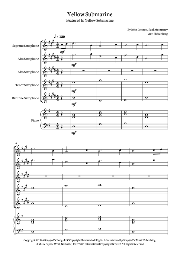 Yellow Submarine (arr. Heisenberg)