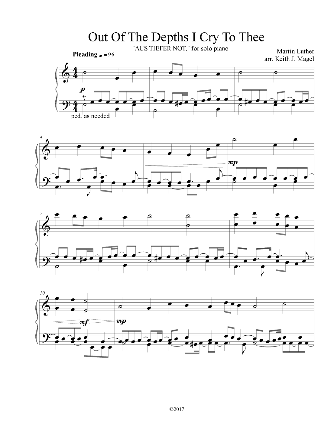 Out Of The Deep I Cry To Thee (arr. Keith James)