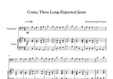 Come, Thou Long-Expected Jesus - Rowland Hugh Prichard (Trombone + Piano) (arr. Digital Book Music)