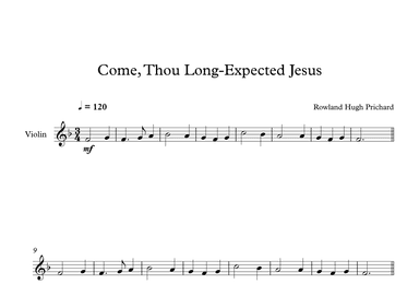 Come, Thou Long-Expected Jesus - Rowland Hugh Prichard (Violin) (arr. Digital Book Music)