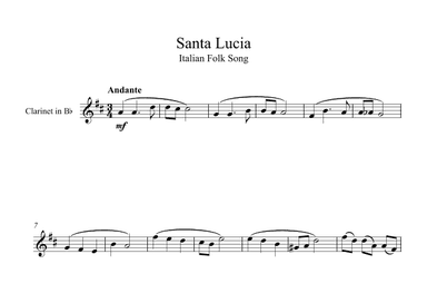 Santa Lucia - Italian Folk Song (Clarinet) (arr. Digital Book Music)