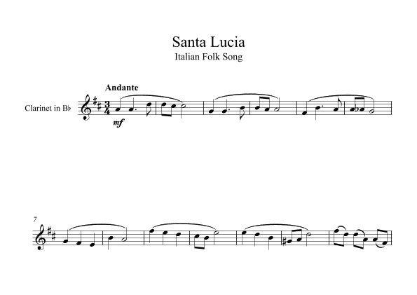 Santa Lucia - Italian Folk Song (Clarinet) (arr. Digital Book Music)