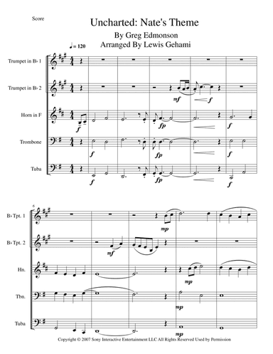 Uncharted: Nate's Theme (arr. Lewis Gehami)