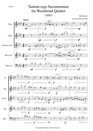 Tantum ergo Sacramentum for Woodwind Quintet (arr. Cristiano Vecchi)