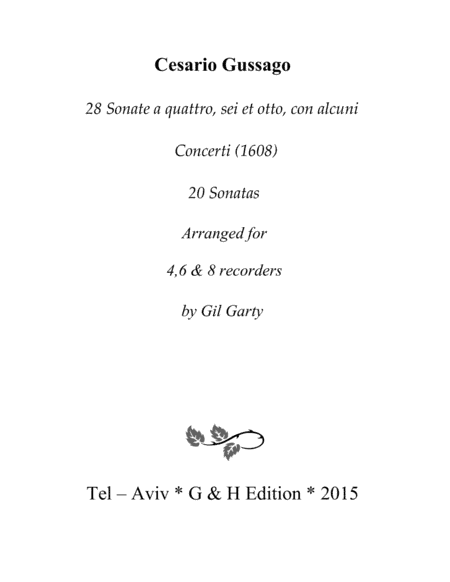 Sonatas no.1-20 a4, a6 & a8 (28 Sonate a quattro, sei et otto, con alcuni concerti (1608)) (arrangem (arr. Gil Garty)