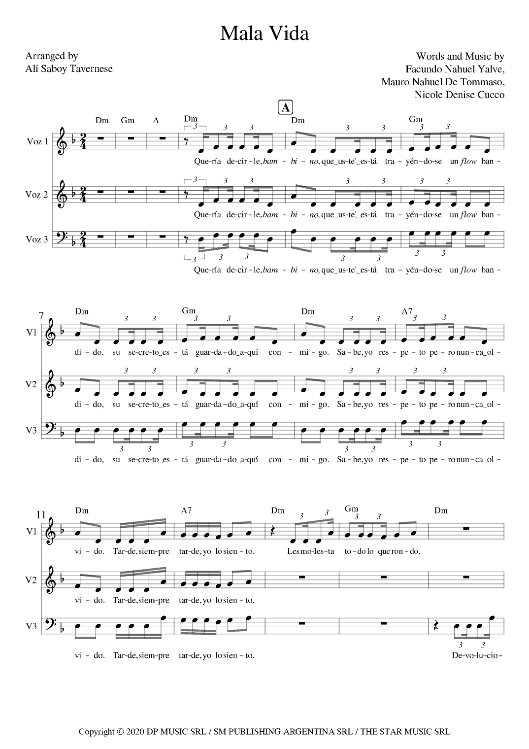 Mala Vida (arr. Alí Saboy Tavernese)