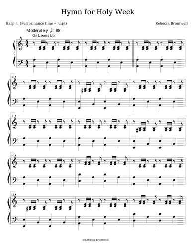 "Hymn for Holy Week" Harp 3 Part - Score Only