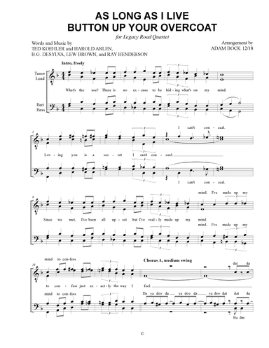 As Long As I Live (arr. Adam Bock)