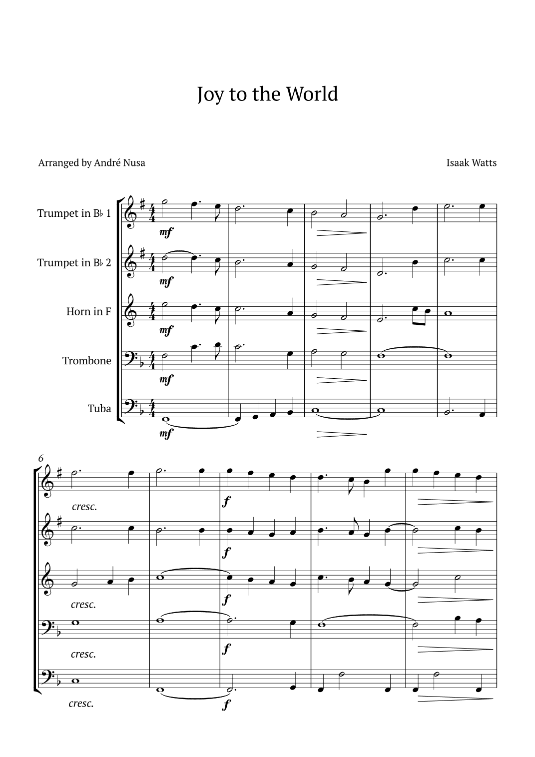Joy to the World (arr. André Nusa)