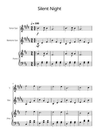 Silent Night - Tenor and Bartitone Sax Duet w/ Piano (arr. Ygor Nunes)