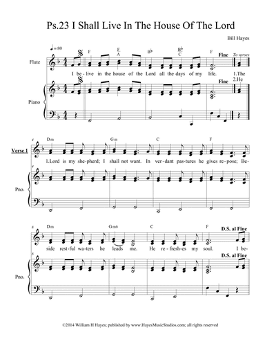 Psalm 23 I Shall Live In The House Of The Lord - piano/vocal