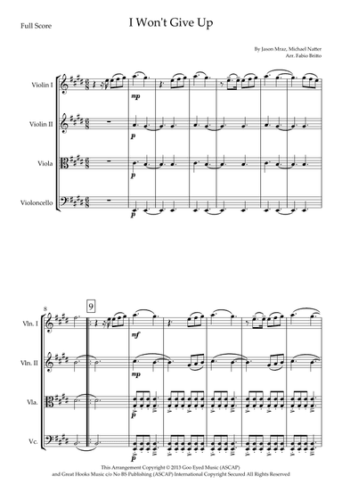 I Won't Give Up (arr. Fabio Britto)