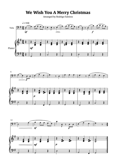 We Wish You a Merry Christmas (for solo tuba with piano accompaniment) (arr. Rodrigo Faleiros)