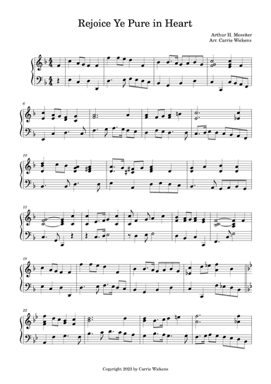 Rejoice Ye Pure in Heart (arr. Carrie Wickens)