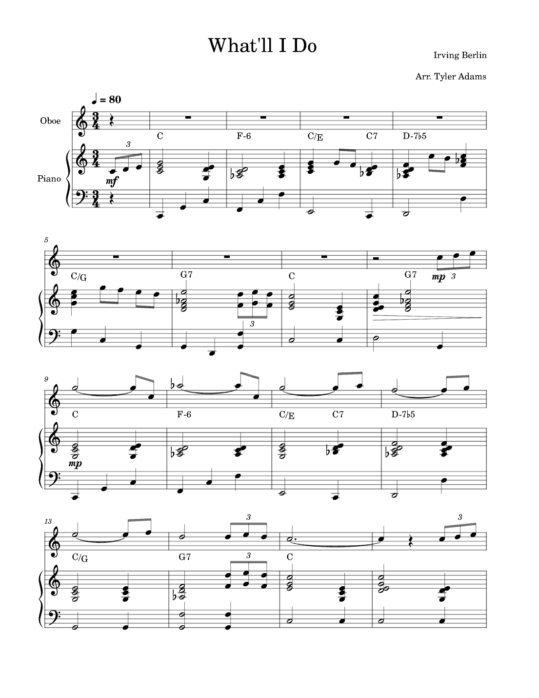 What'll I Do (Oboe Solo and Piano) (arr. Tyler Adams)