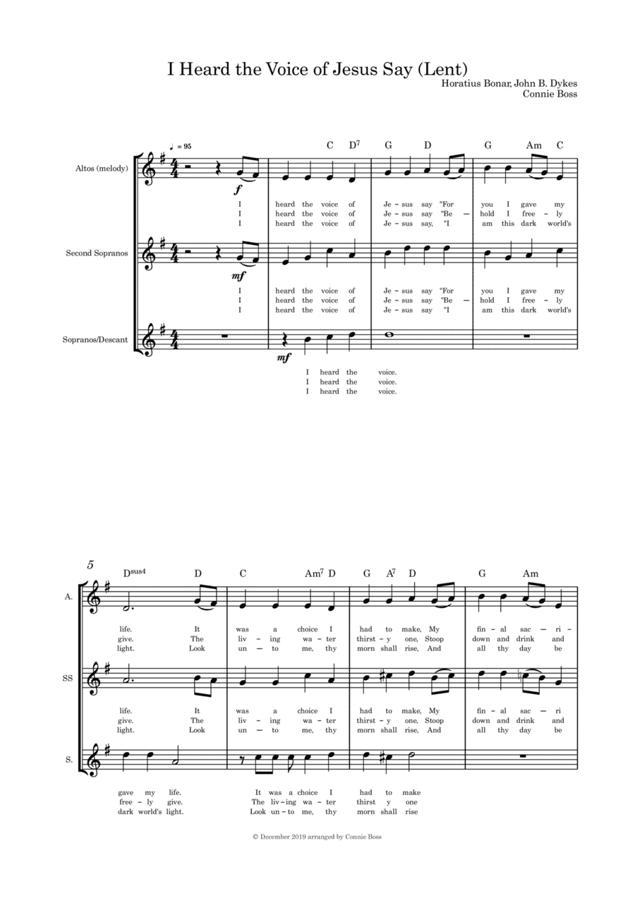 I Heard the Voice of Jesus Say (Lent) Women's trio A Cappella (arr. Connie Boss)