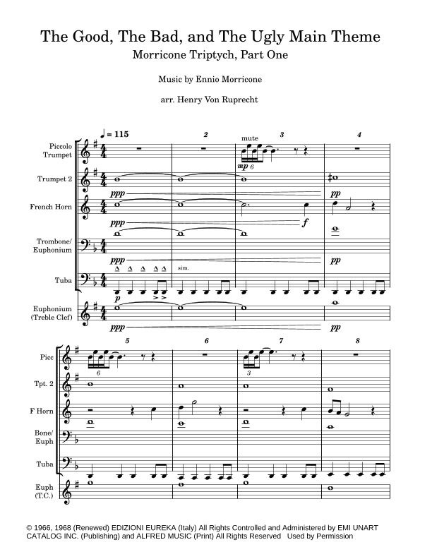 The Good, The Bad And The Ugly (main Title) (arr. Henry Von Ruprecht)