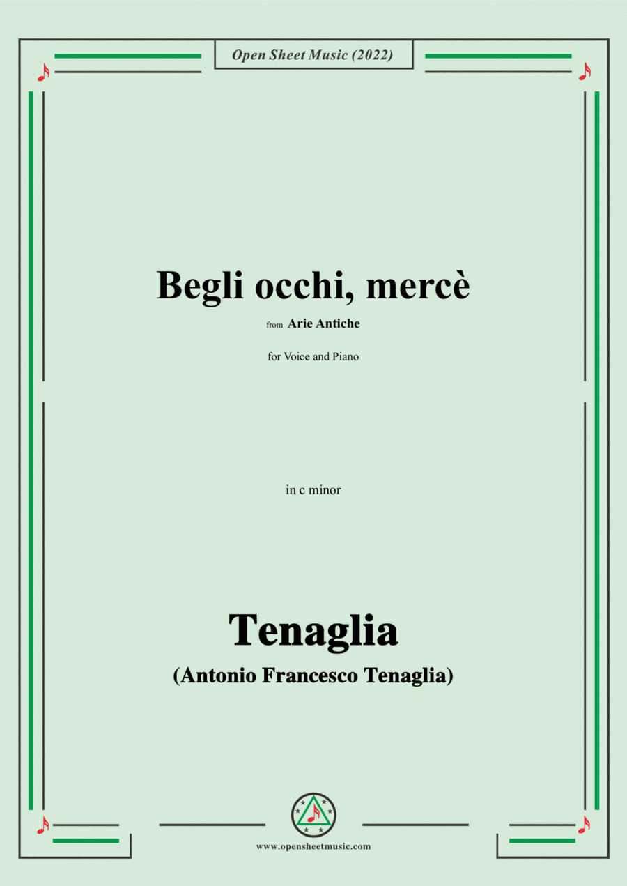 Tenaglia-Begli occhi,mercè,from Arie Antiche(Anthology of Italian Song),in c minor (arr. Open Cloud)