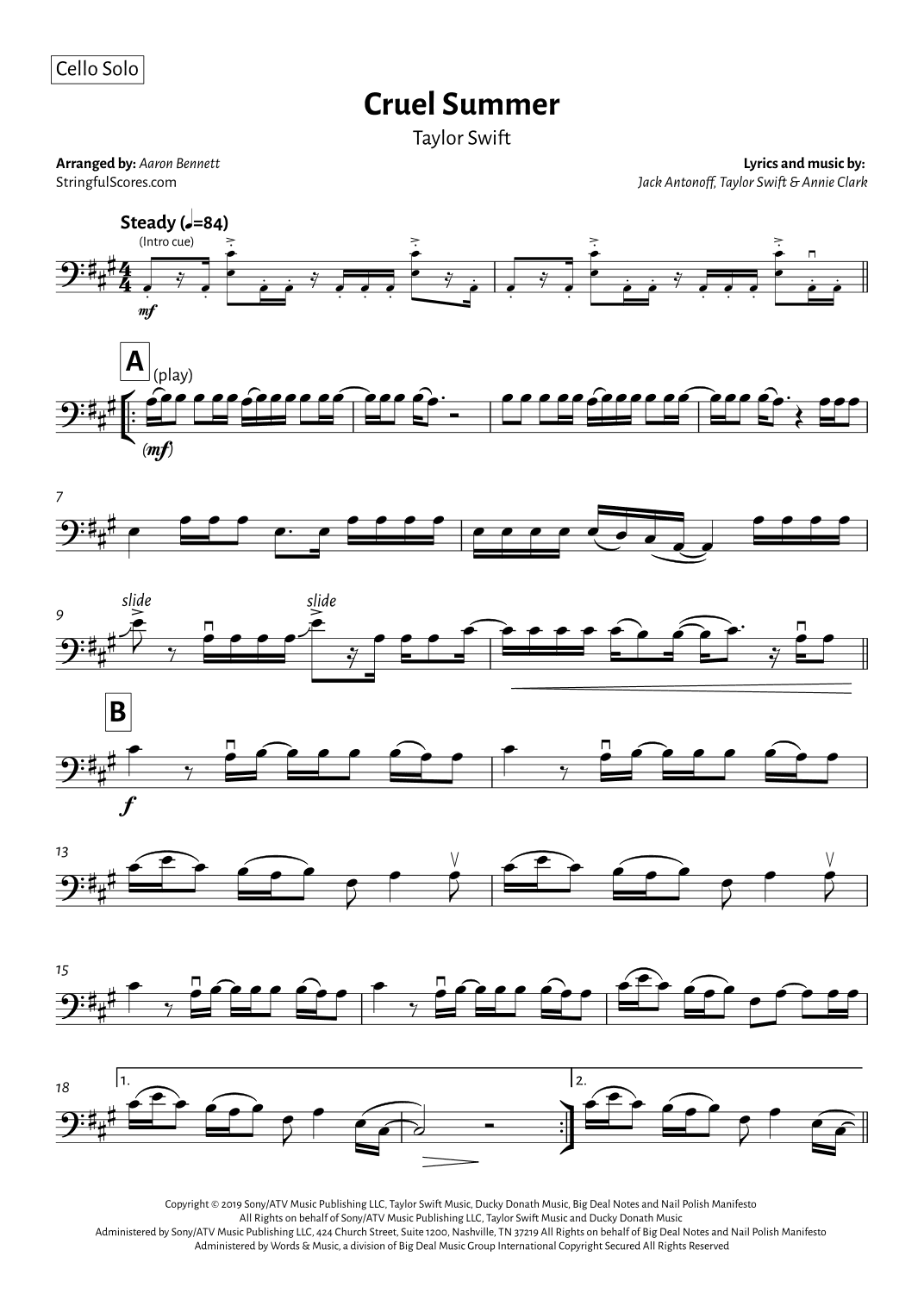 Cruel Summer (arr. Aaron Bennett)