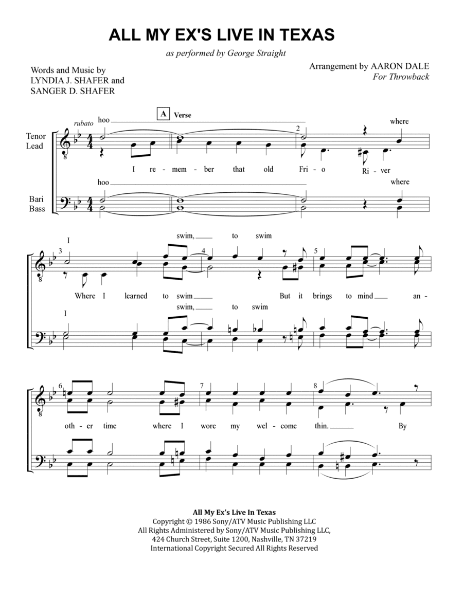 All My Ex's Live In Texas (arr. Aaron Dale)