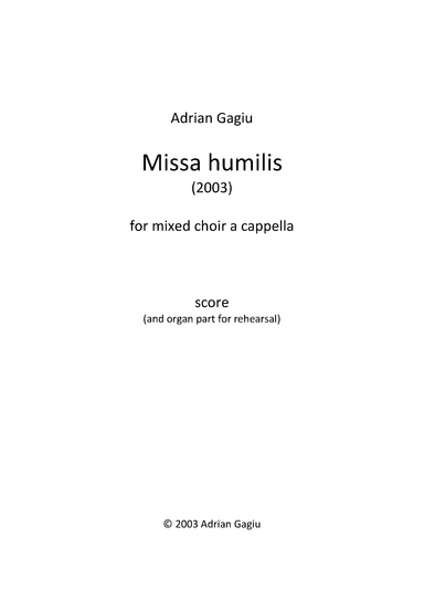 Missa humilis, op. 22