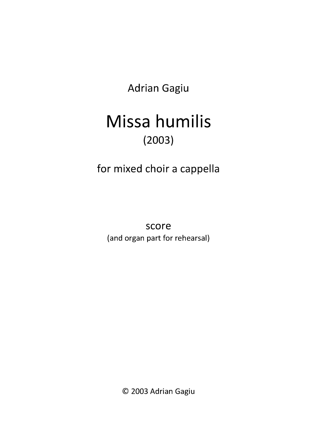 Missa humilis, op. 22