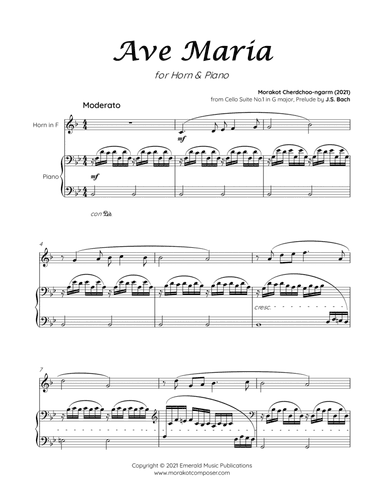 Ave Maria on BACH Cello Suite for Horn & Piano