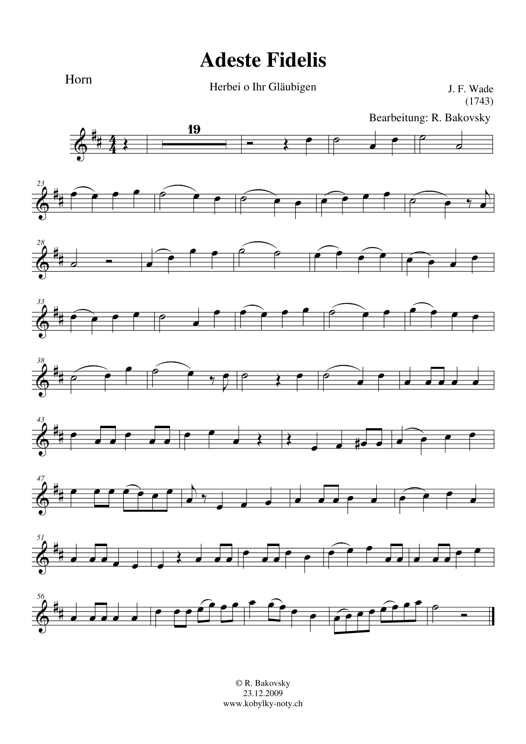 Richelle Bakovsky: Christmas Variations for Horn and Organ or Piano (arr. Richelle Bakovsky)