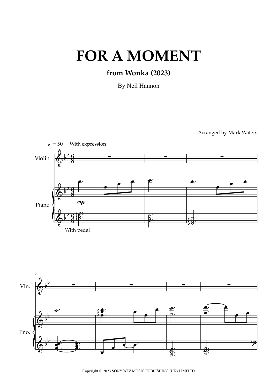 For A Moment (arr. Mark Waters)