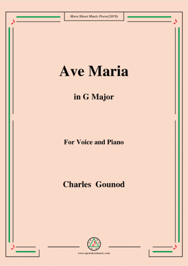 Gounod-Ave Maria in G Major,for Voice and Piano (arr. MSM)