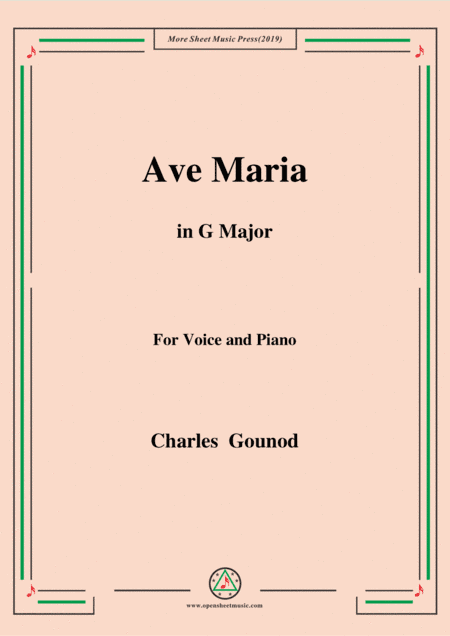 Gounod-Ave Maria in G Major,for Voice and Piano (arr. MSM)
